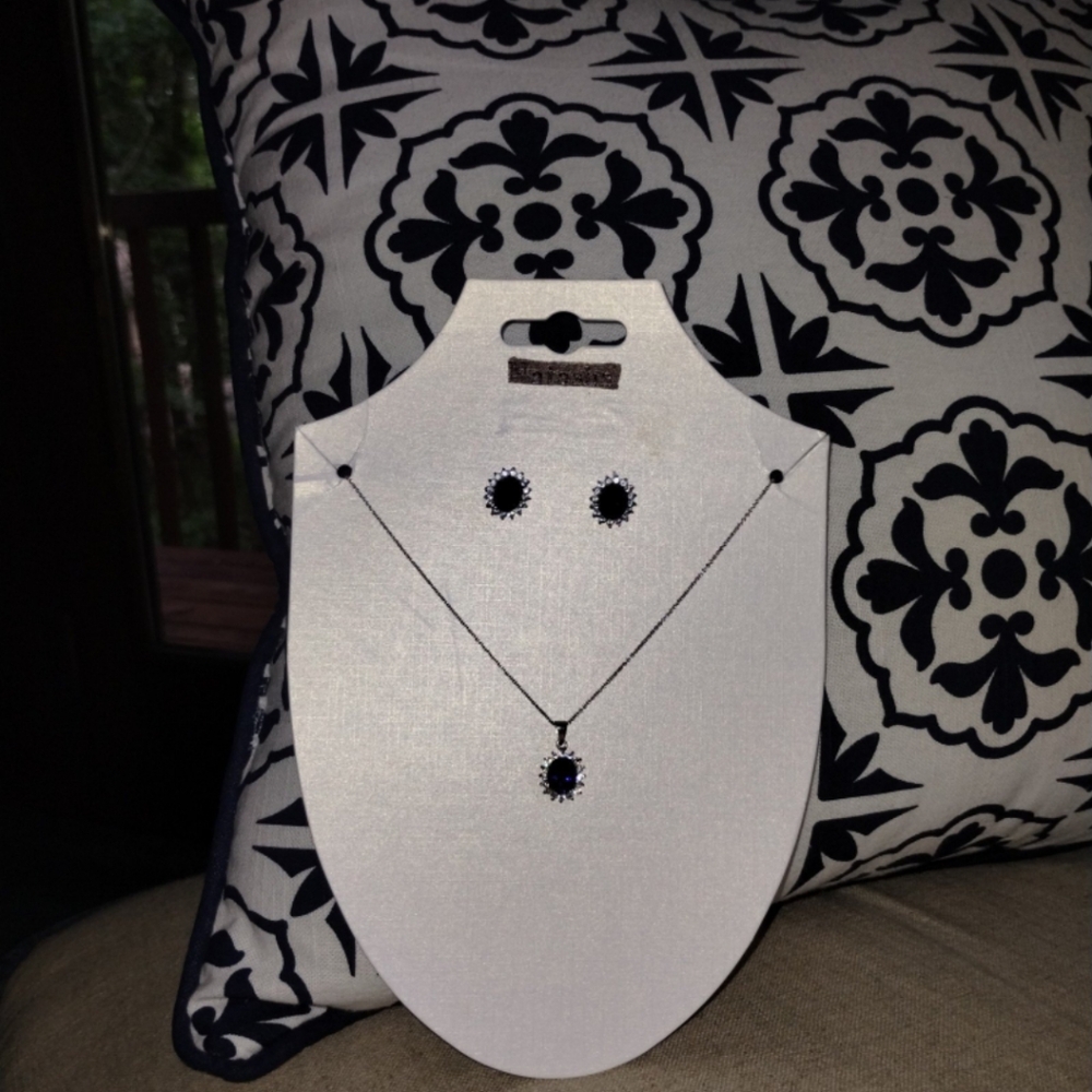 Stainless steel blue earrings and necklace set